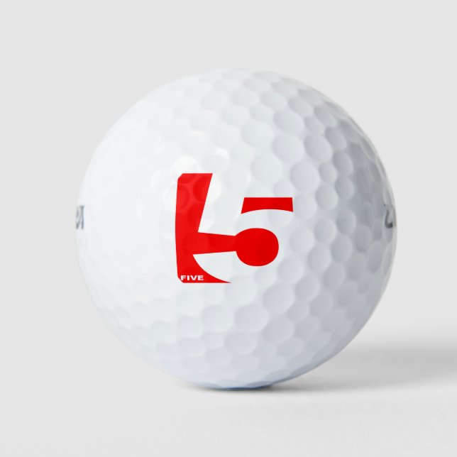 CUTE MODERN NUMBER, RED COLOR GOLF BALLS (Front)