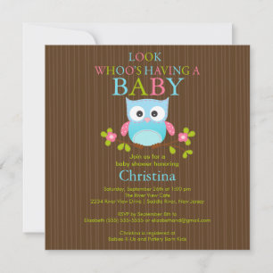 Cute Modern Owl Baby Shower Invitations