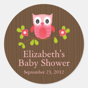 Cute Modern Owl Baby Shower Square Sticker