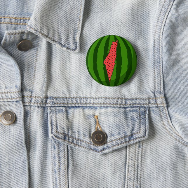 Cute Modern Palestine Map Watermelon 6 Cm Round Badge (In Situ)