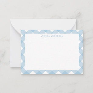 Cute Modern Pastel Light Blue Gingham Plaid Check Card