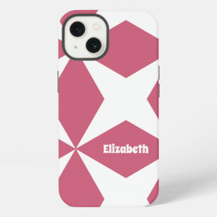 Cute Modern Pattern Monogram Name Girly Pink iPhone 13 Case