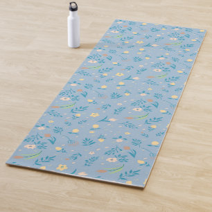 Cute Modern Pattern Nature Floral Blue Vintage Yoga Mat