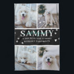 Cute Modern Paw Prints Personalised Pet Name Photo Tea Towel<br><div class="desc">"A house is not a home without paw prints". Customise this soft tea towel with 4 square photos arranged in a grid collage layout, featuring adorable paw prints, pet name and lovely quote. Keep the quote as is or change to your custom caption. All colours can be changed. This personalised...</div>