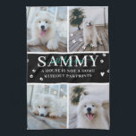 Cute Modern Paw Prints Personalised Pet Name Photo Tea Towel<br><div class="desc">"A house is not a home without paw prints". Customise this soft tea towel with 4 square photos arranged in a grid collage layout, featuring adorable paw prints, pet name and lovely quote. Keep the quote as is or change to your custom caption. All colours can be changed. This personalised...</div>