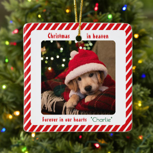 Cute Modern Pet Memorial Keepsake Custom Christmas Ceramic Ornament