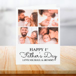 Cute Modern Photo Collage Happy First Fathers Day Card<br><div class="desc">Happy First Father's Day! If you need the perfect photo collage item to wish a new dad a happy first Father's Day,  then customise this item with your own photos of dad and baby.</div>