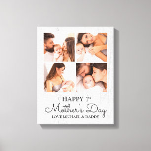 Cute Modern Photo Collage Happy First Mothers Day Canvas Print