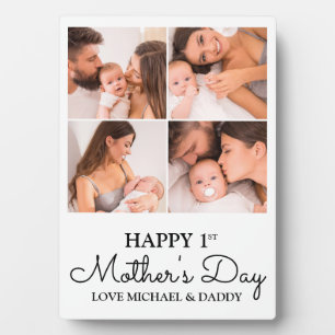 Cute Modern Photo Collage Happy First Mothers Day Plaque