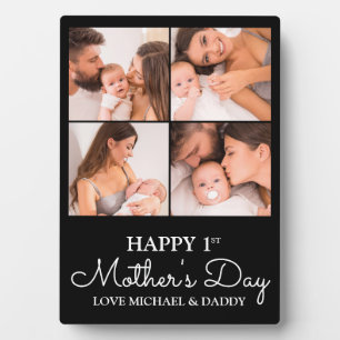 Cute Modern Photo Collage Happy First Mothers Day Plaque