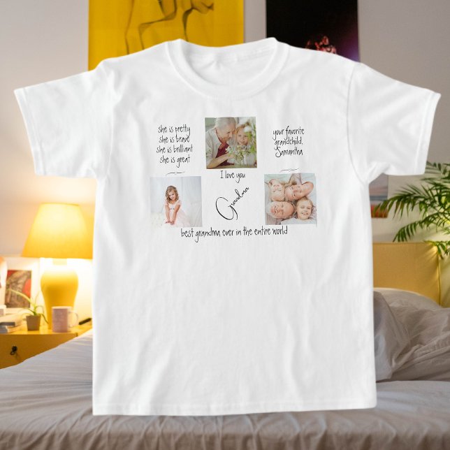 Cute Modern Photo Collage I Love You Grandma Kids T-Shirt (Creator Uploaded)