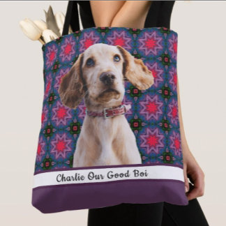 Cute Modern Photo Gift Puppy Dog Lover Mum  Tote Bag