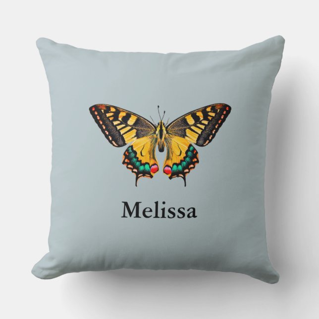 Cute Modern Photography Butterfly Add Name Cushion (Front)