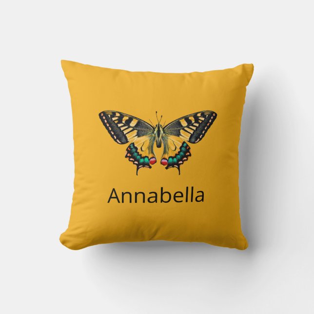 Cute Modern Photography Butterfly Add Name Cushion (Front)