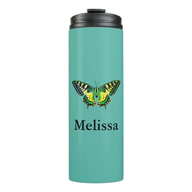 Cute Modern Photography Butterfly Add Name Thermal Tumbler (Front)