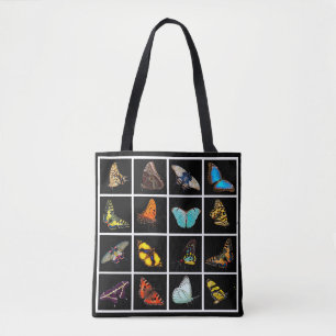 Cute Modern Photography Butterfly and Black Tote Bag