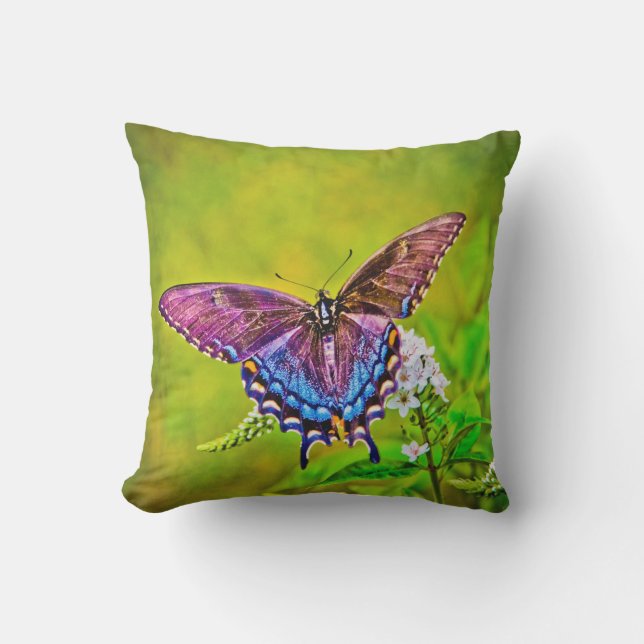 Cute Modern Photography Butterfly and Flower Cushion (Front)