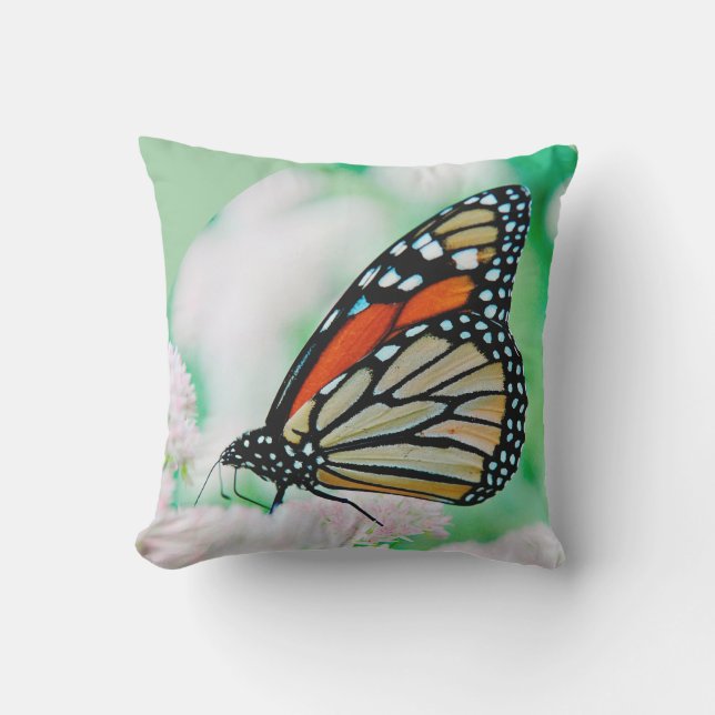 Cute Modern Photography Butterfly and Flower Cushion (Front)