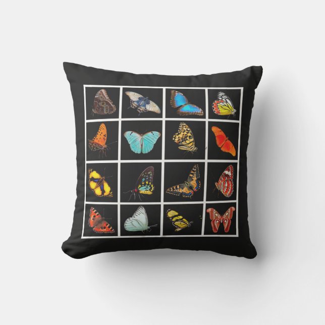 Cute Modern Photography Butterfly Black Cushion (Front)