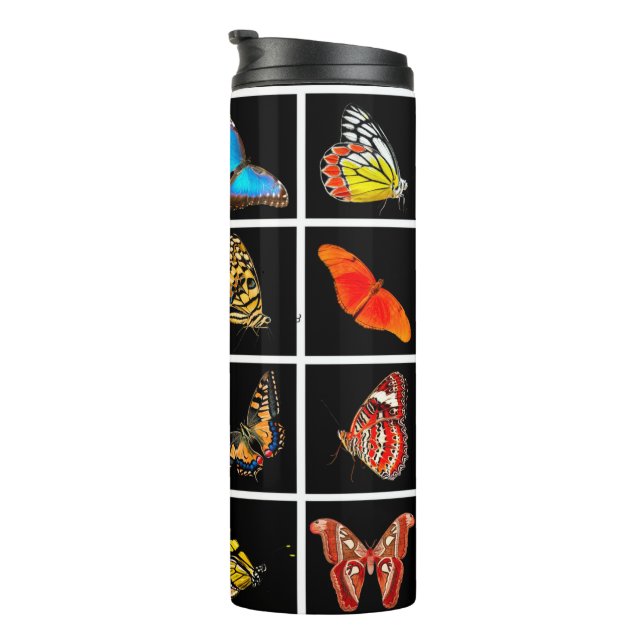 Cute Modern Photography Butterfly Black Thermal Tumbler (Rotated Right)