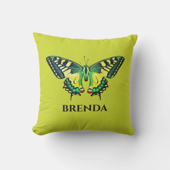 Cute Modern Photography Butterfly Green Cushion (Front)
