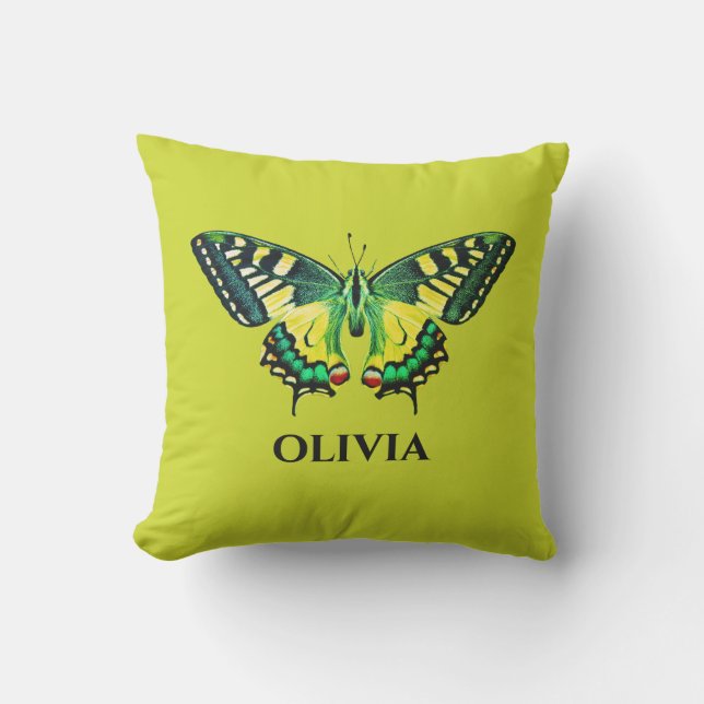 Cute Modern Photography Butterfly Green Cushion (Front)