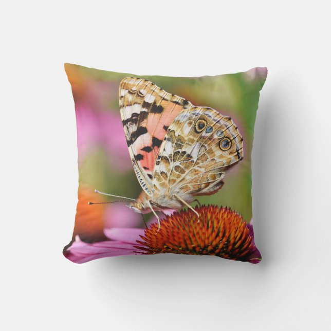 Cute Modern Photography Butterfly Yellow Flower Ou Cushion (Front)
