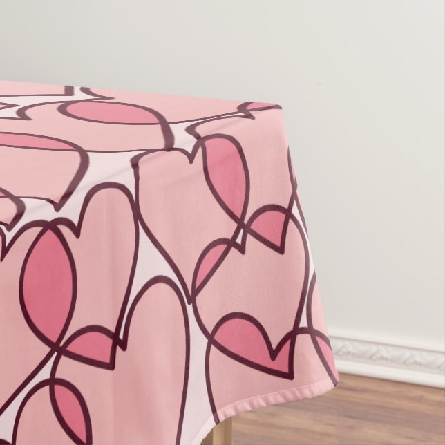 Cute Modern Pink Hearts pattern Tablecloth (In Situ)