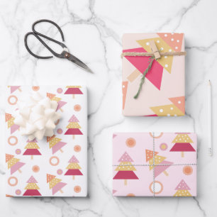 Cute Modern Pink Holiday Wrapping Paper Sheet