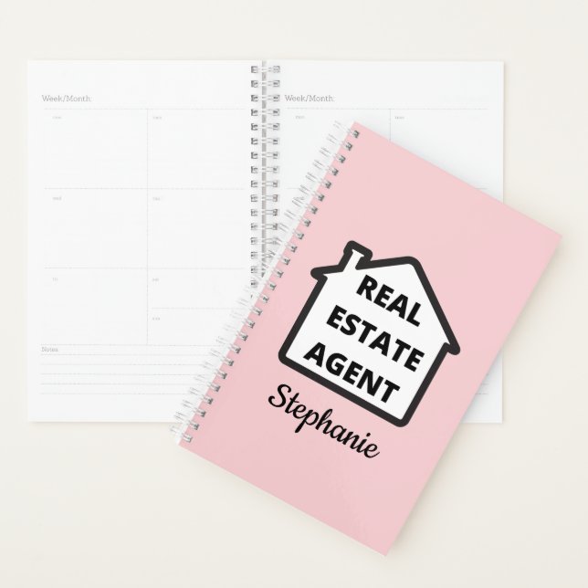 Cute Modern Pink Real Estate Agent   Planner (Display)