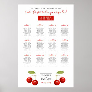 Cute Modern Pretty Red Cherry Fun Table Chart Seat