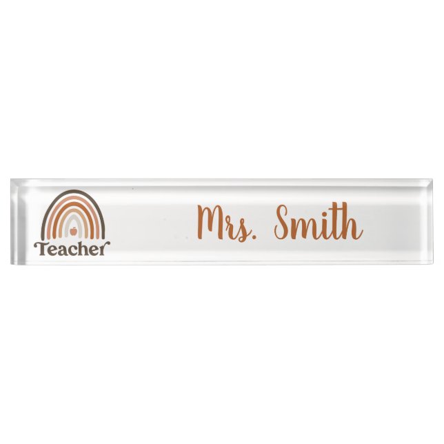 Cute Modern Rainbow | Boho Teacher Nameplate (Front)