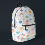 Cute Modern Rainbows and Clouds Pattern Printed Backpack<br><div class="desc">Cute and colourful rainbows and clouds repeat pattern.</div>