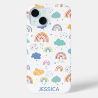 Cute Modern Rainbows & Clouds Pattern Personalised