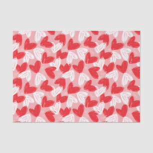 Cute Modern red and white hearts pattern Tissue Paper