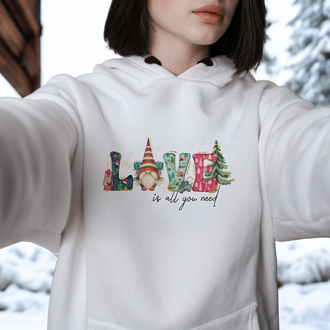 Cute Modern Red Green Stylish Script Christmas Hoodie (Creator Uploaded)