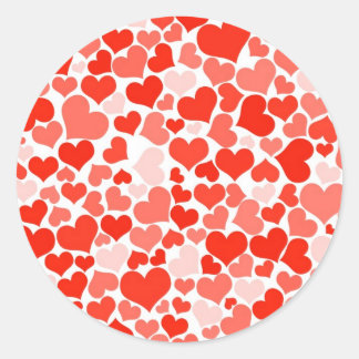 Cute Modern Red Heart Pattern Classic Round Sticker