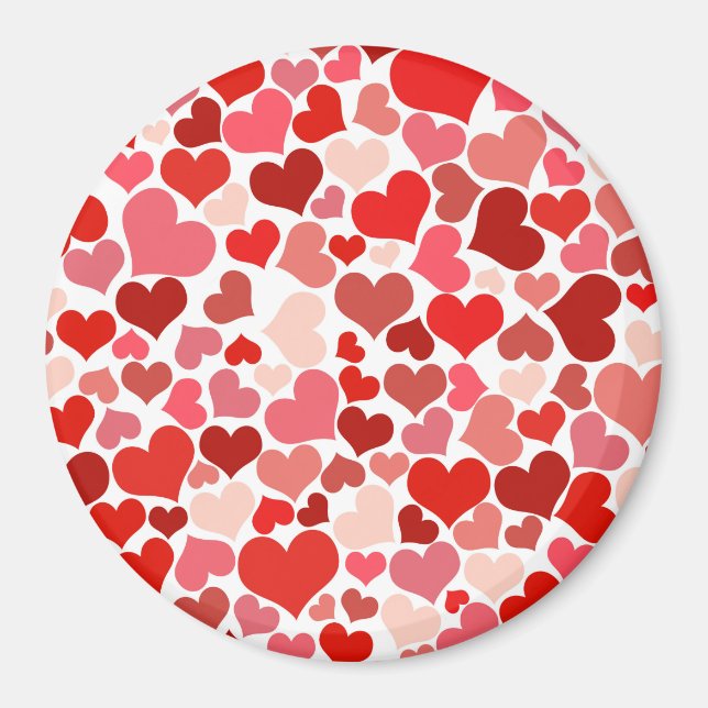 Cute Modern Red Heart Pattern Magnet (Front)