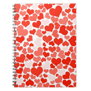 Cute Modern Red Heart Pattern Spiral Notebook