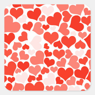 Cute Modern Red Heart Pattern Square Sticker