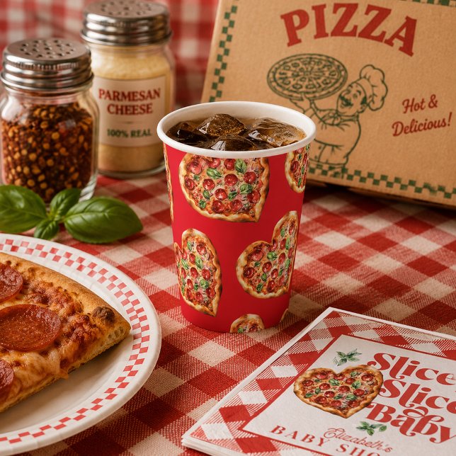 Cute Modern Red Heart Shaped Pizza Paper Cups (Cute Modern Red Heart Shaped Pizza Paper Cups)