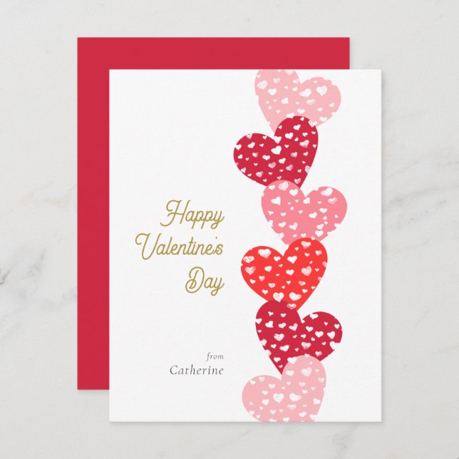 Cute Modern Red Hearts Happy Valentine's day Card (Front/Back)