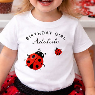 Cute Modern Red Ladybug Personalised Baby T-Shirt