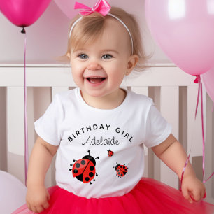 Cute Modern Red Ladybug Personalised Baby T-Shirt