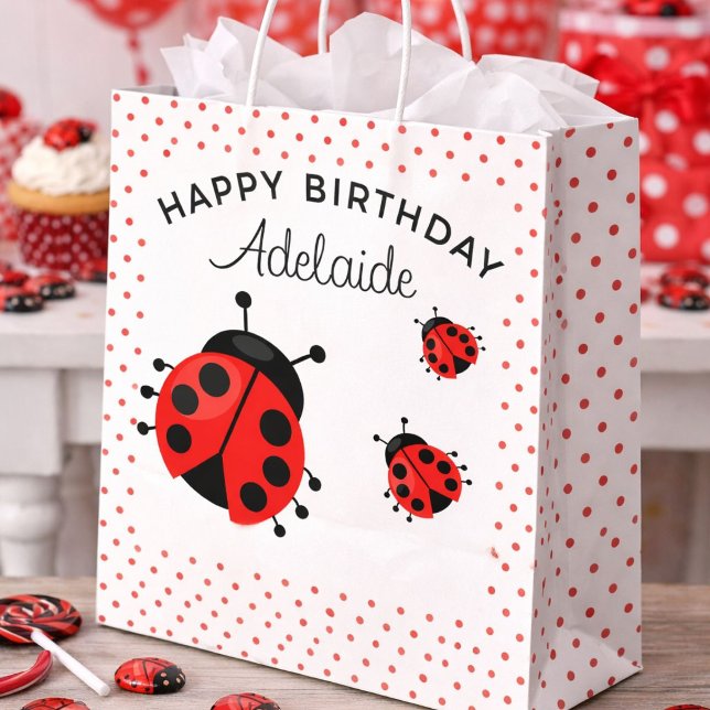 Cute Modern Red Ladybug Personalised Large Gift Bag (Creator Uploaded)