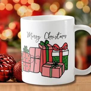 Cute Modern Red Pink Christmas Coffee Mug