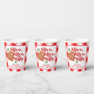 Cute Modern Red White Slice Slice Baby Shower Paper Cups