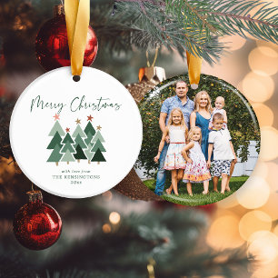 Cute Modern Rustic Christmas Trees Holiday Photo C Ceramic Tree Decoration