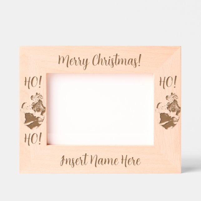 Cute Modern Santa and Christmas Tree Etched Frames (Front)