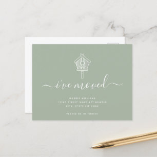 Cute Modern Script I've Moved Bird House Moving Announcement Postcard